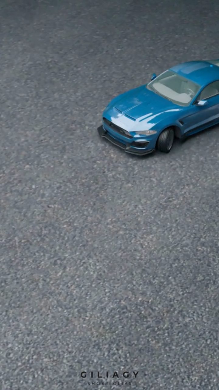 Top-down frame of a car on a wet skid pan
